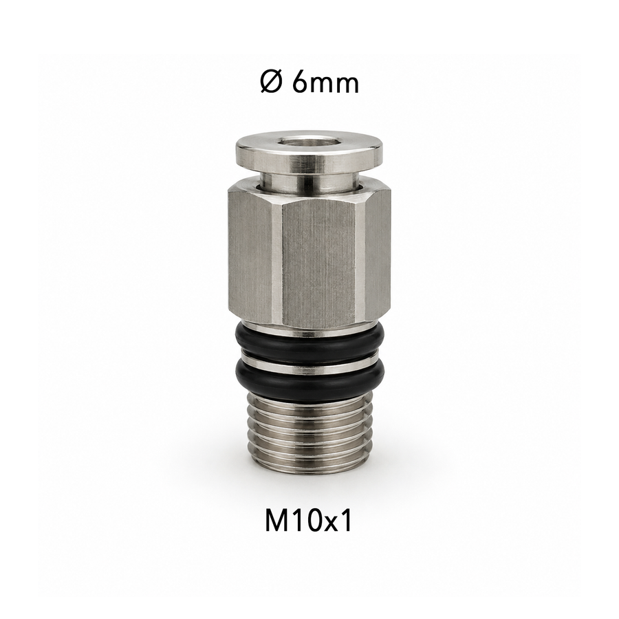 Raccordo Acqua Potabile in Inox Aisi 316 da 10x1 a ⌀ 6mm per sostituzione Flessibili standard in ottone