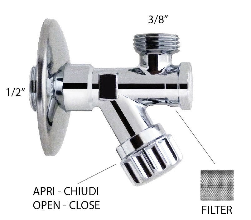 Set of 2 Shut-Off Valves with Stainless Steel Micro-Perforated Filter