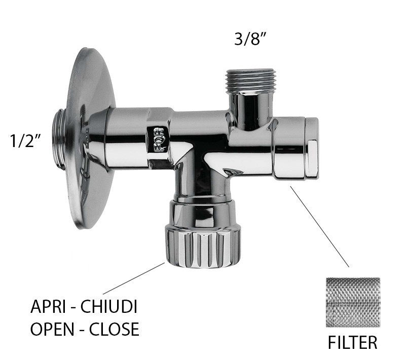 Set of 2 Shut-Off Valves with Stainless Steel Micro-Perforated Filter - High Quality