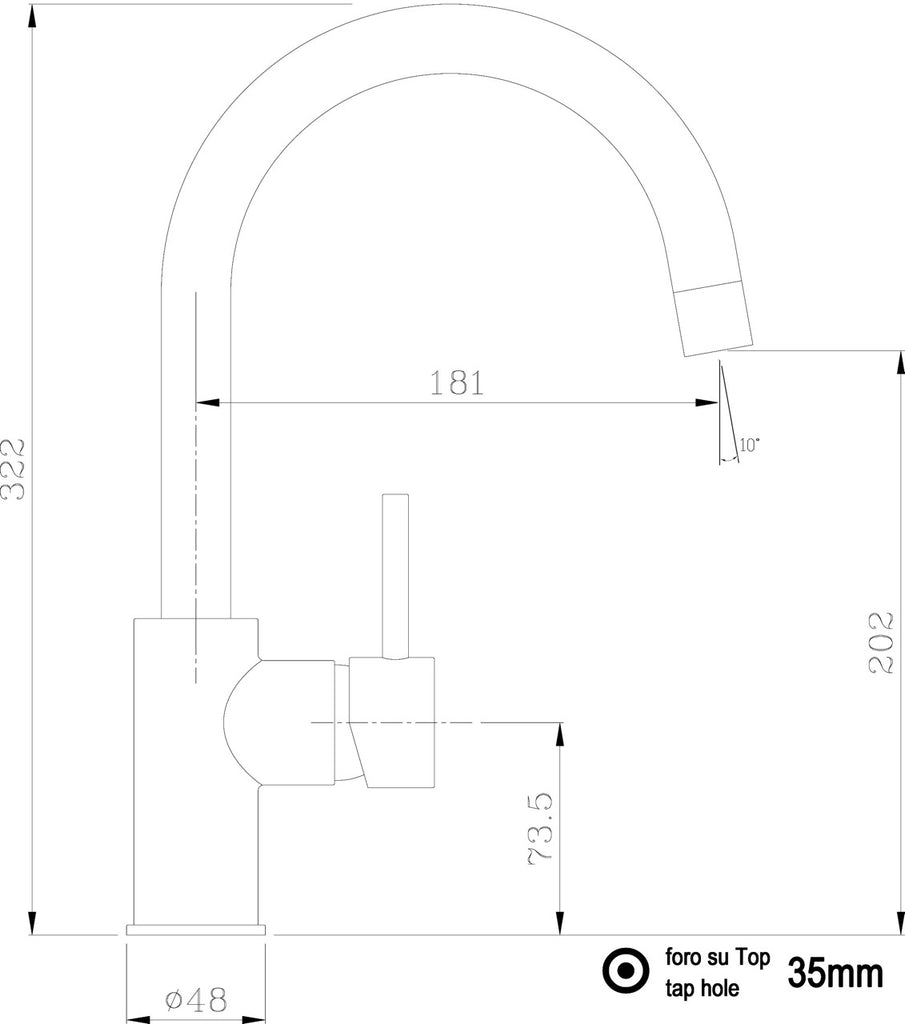 Mitigeur De Cuisine, Monocommande, SAM, avec bec pivotant 360° en U, Chromé