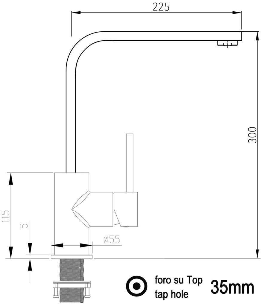 Kitchen Tap, Single lever, SM, with 360° swivel flat L-Spout, Chrome