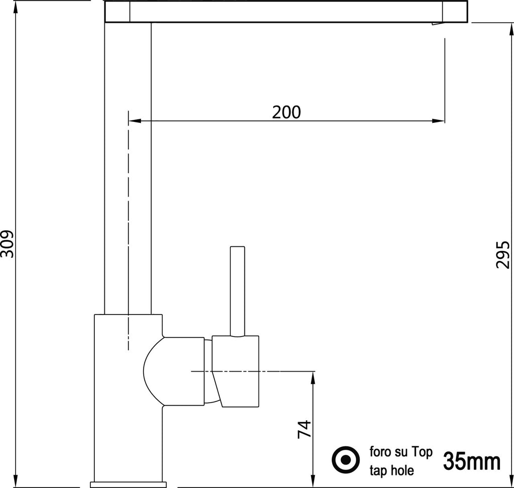 Kitchen Tap, Single lever, SM, with 360° swivel flat Spout, Chrome