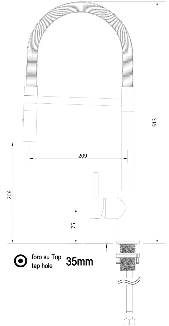 Kitchen Tap, Single lever, SM, with 360° swivel spout and 2-jets removable Spray, Chrome / Black