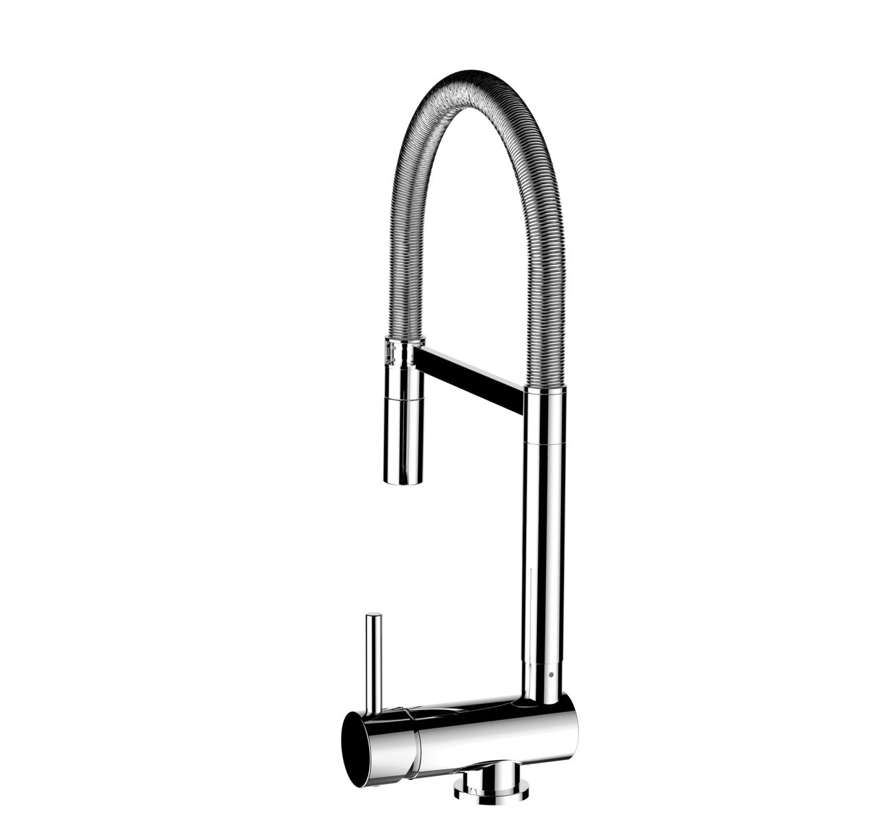 Under Window Kitchen Tap, folding spout to reach 6 cm, with 360° swivel spout and 2-jets removable Spray, Chrome