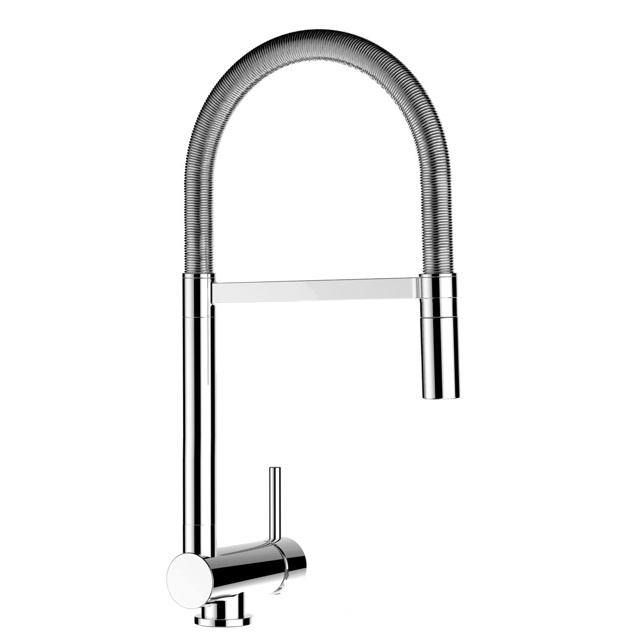 Under Window Kitchen Tap, folding spout to reach 6 cm, with 360° swivel spout and 2-jets removable Spray, Chrome