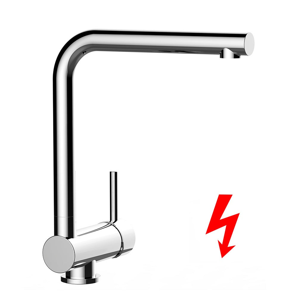 NIEDERDRUCK Wasserhahn Vorfenster Küchenarmatur, Umklappbar 6 CM, mit 360° schwenkbarem L-Auslauf, Verchromt