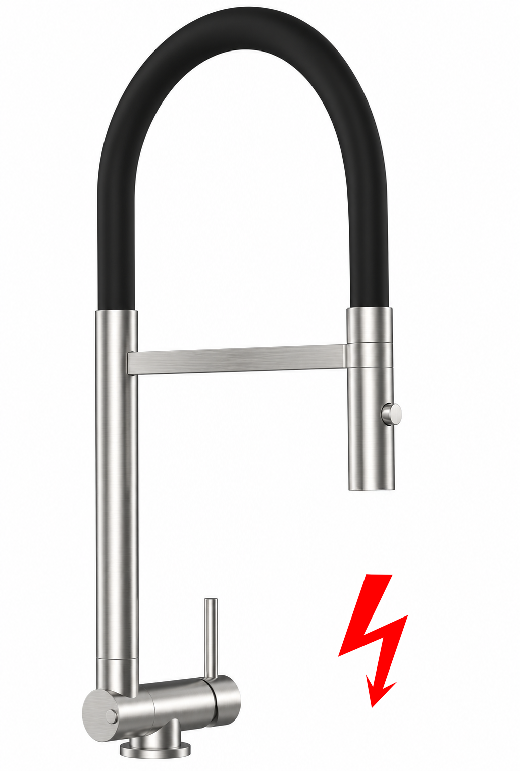 NIEDERDRUCK Wasserhahn Vorfenster Küchenarmatur, Umklappbar 4,5 CM, mit 360° schwenkbarem Auslauf, abnehmbare 2 strahl Handbrause, Gebürstet / Schwarz