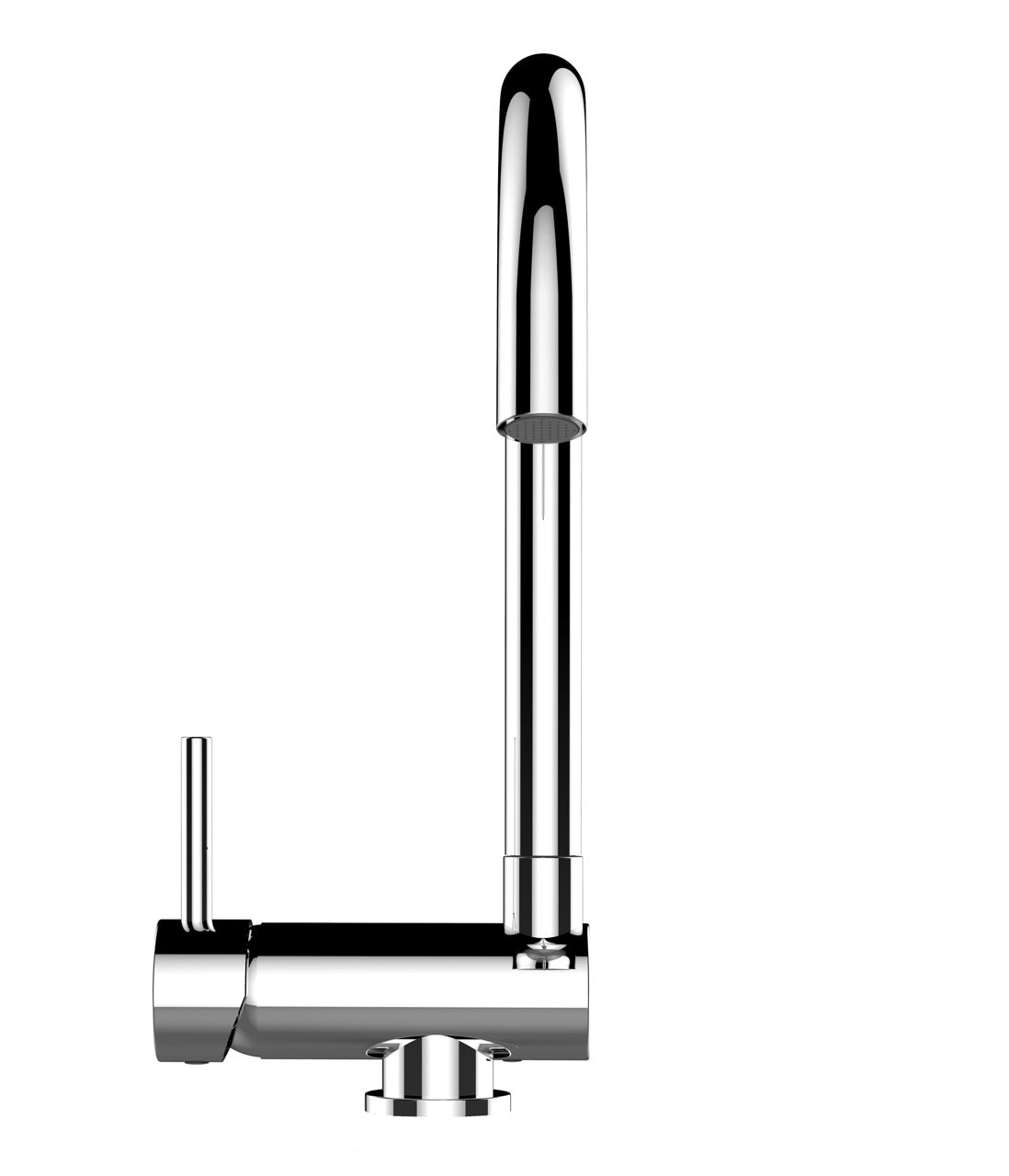 Under Window Kitchen Tap, folding spout to reach 6 cm, handle on LEFT side, with 360° swivel U-Spout, Chrome