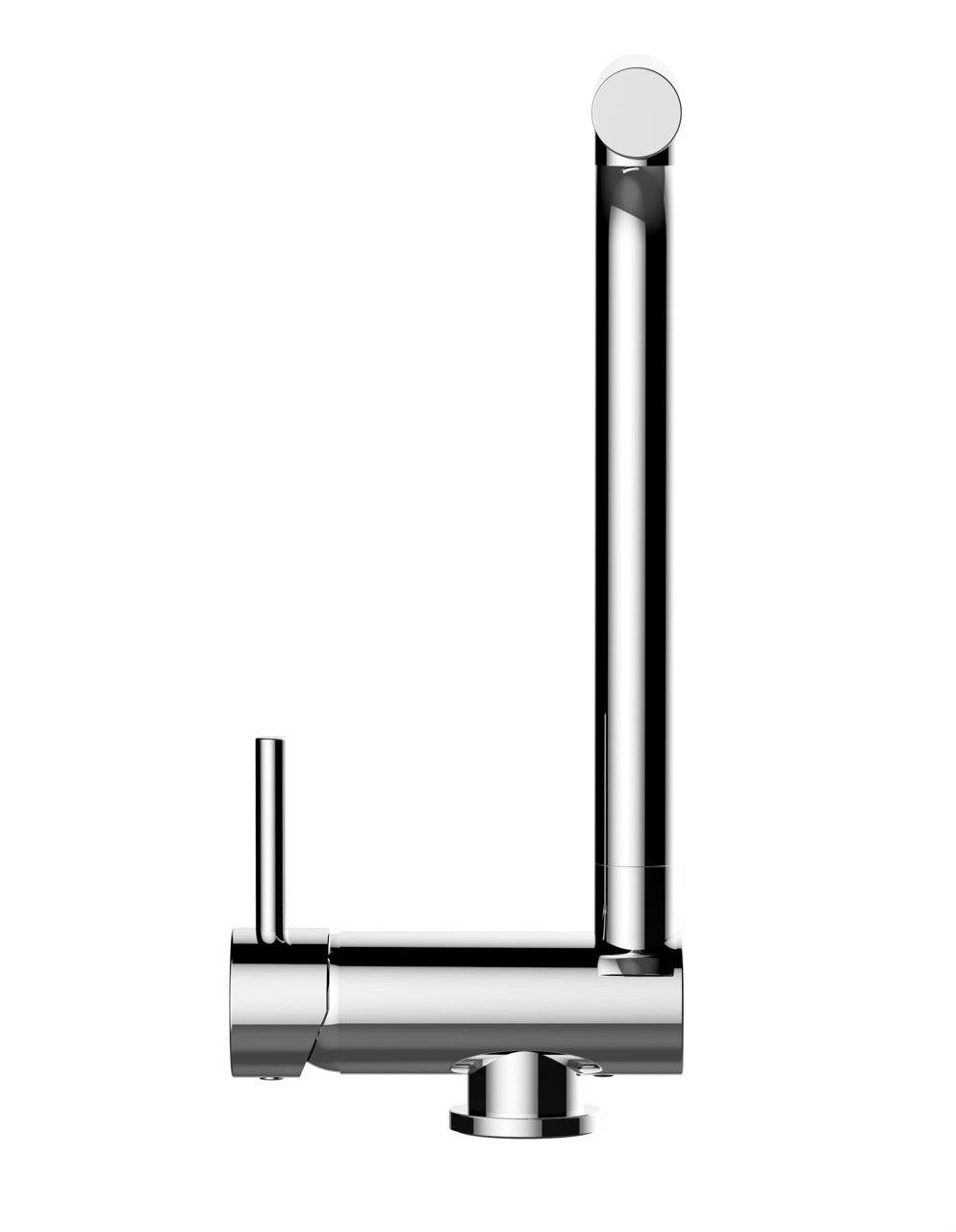 Under Window Kitchen Tap, folding spout to reach 6 cm, handle on LEFT side, with 360° swivel L-Spout, Chrome