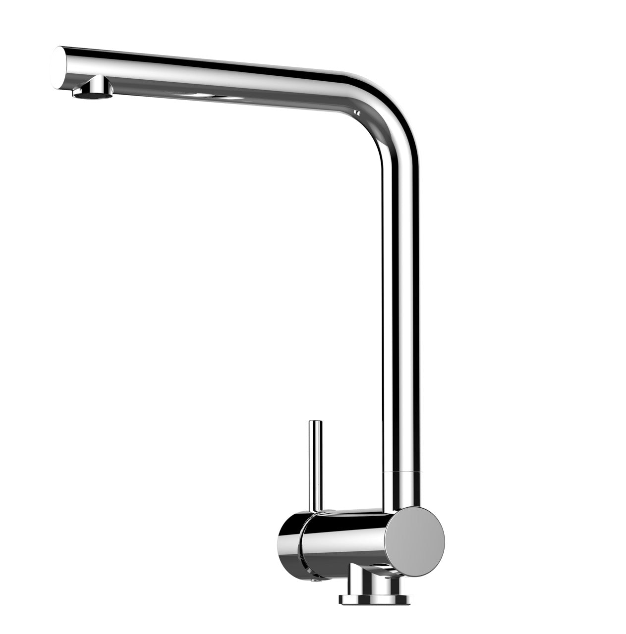 Under Window Kitchen Tap, folding spout to reach 6 cm, handle on LEFT side, with 360° swivel L-Spout, Chrome