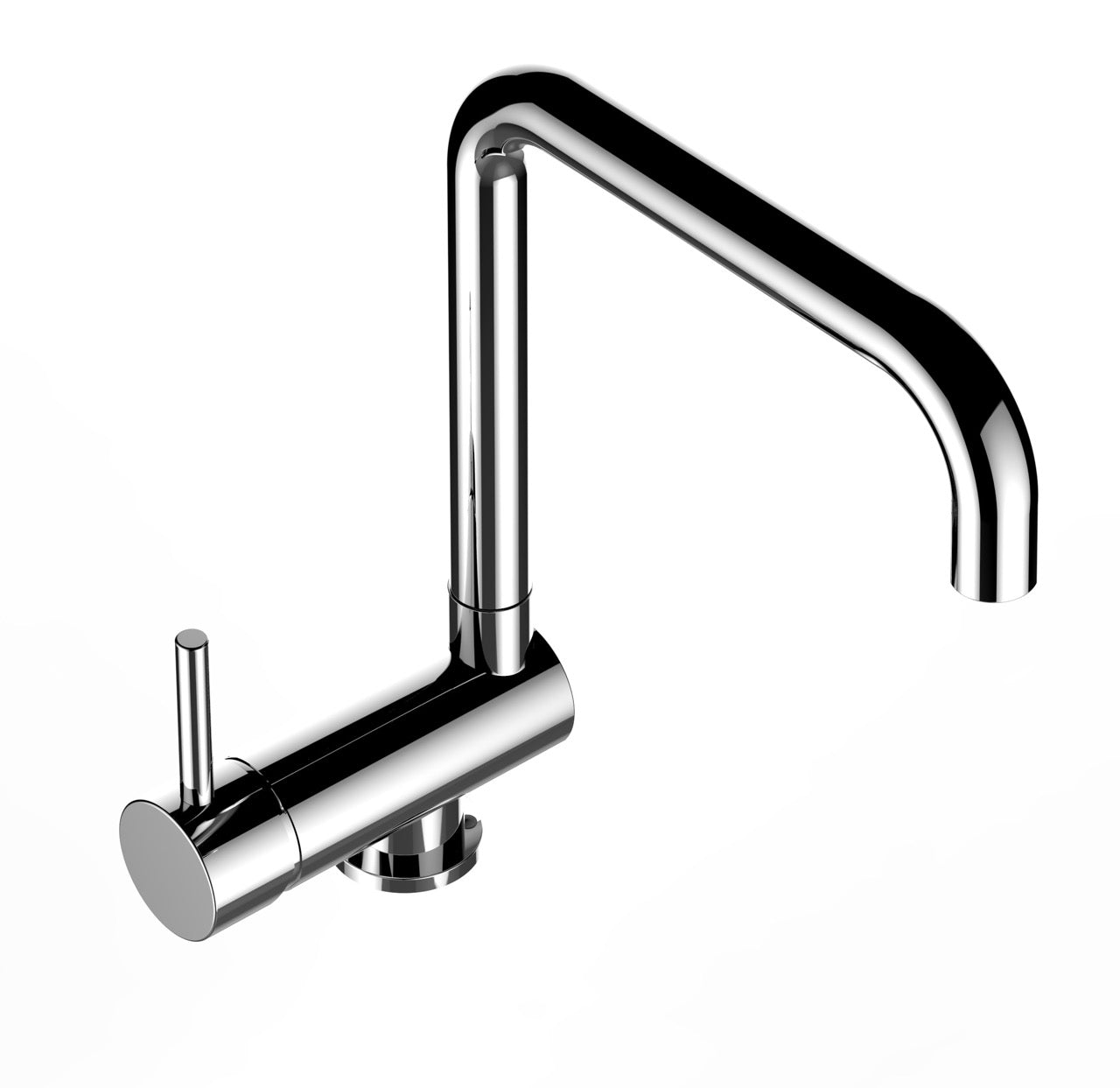 Under Window Kitchen Tap, folding spout to reach 6 cm, handle on LEFT side, with 360° swivel N-Spout, Chrome
