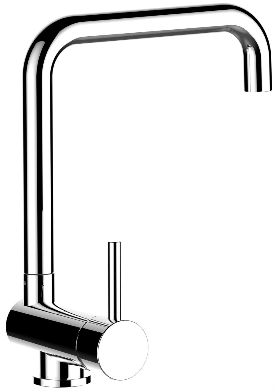 Under Window Kitchen Tap, folding spout to reach 6 cm, handle on LEFT side, with 360° swivel N-Spout, Chrome