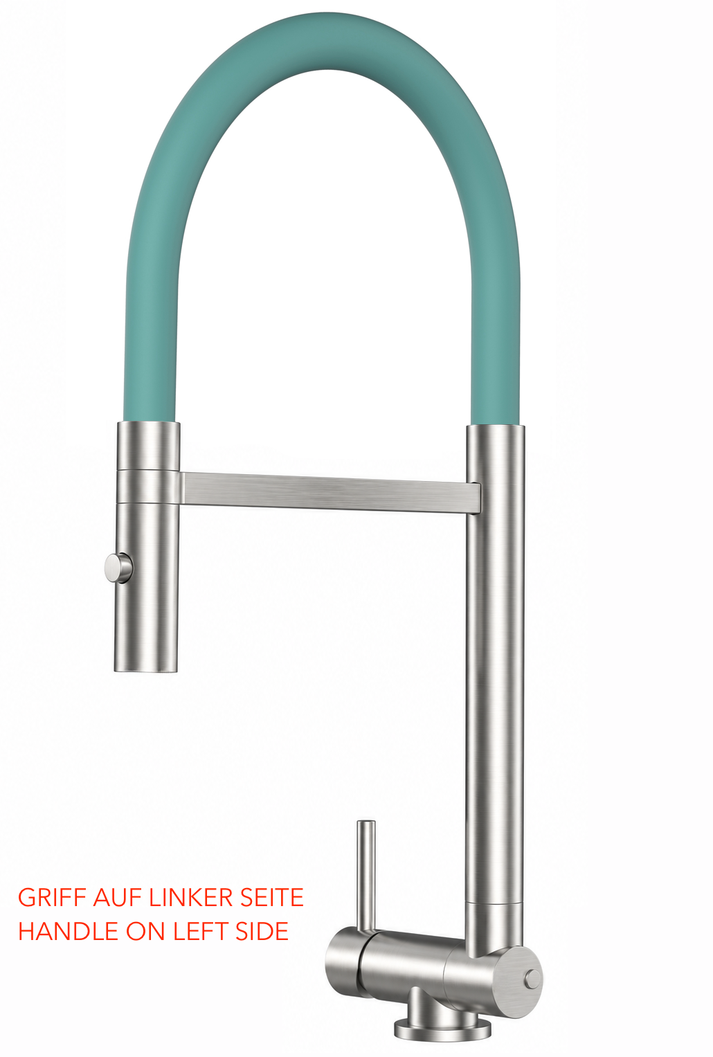 Wasserhahn Vorfenster Küchenarmatur, Umklappbar 4,5 CM, LINKER HEBEL, mit 360° schwenkbarem Auslauf abnehmbare 2 strahl Handbrause, Gebürstet / Türkis