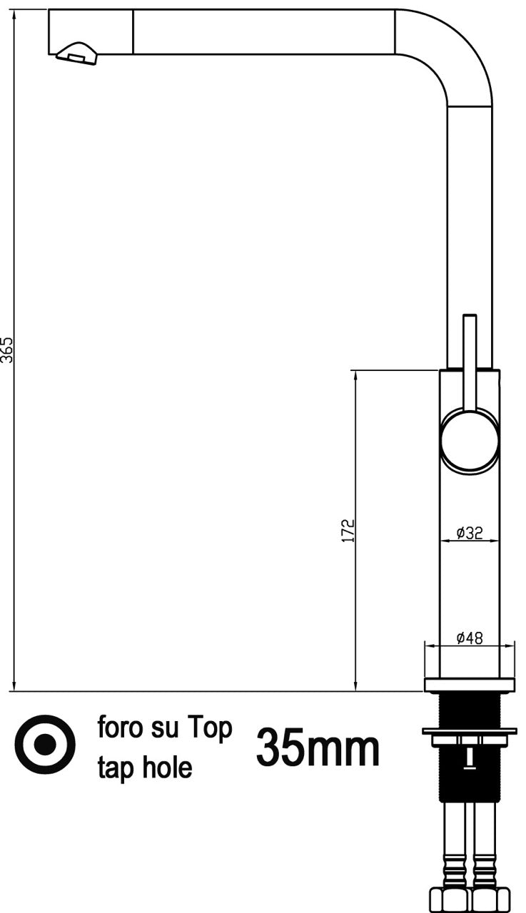 Kitchen Tap, Single lever, TC, with 360° swivel L-Spout, Chrome