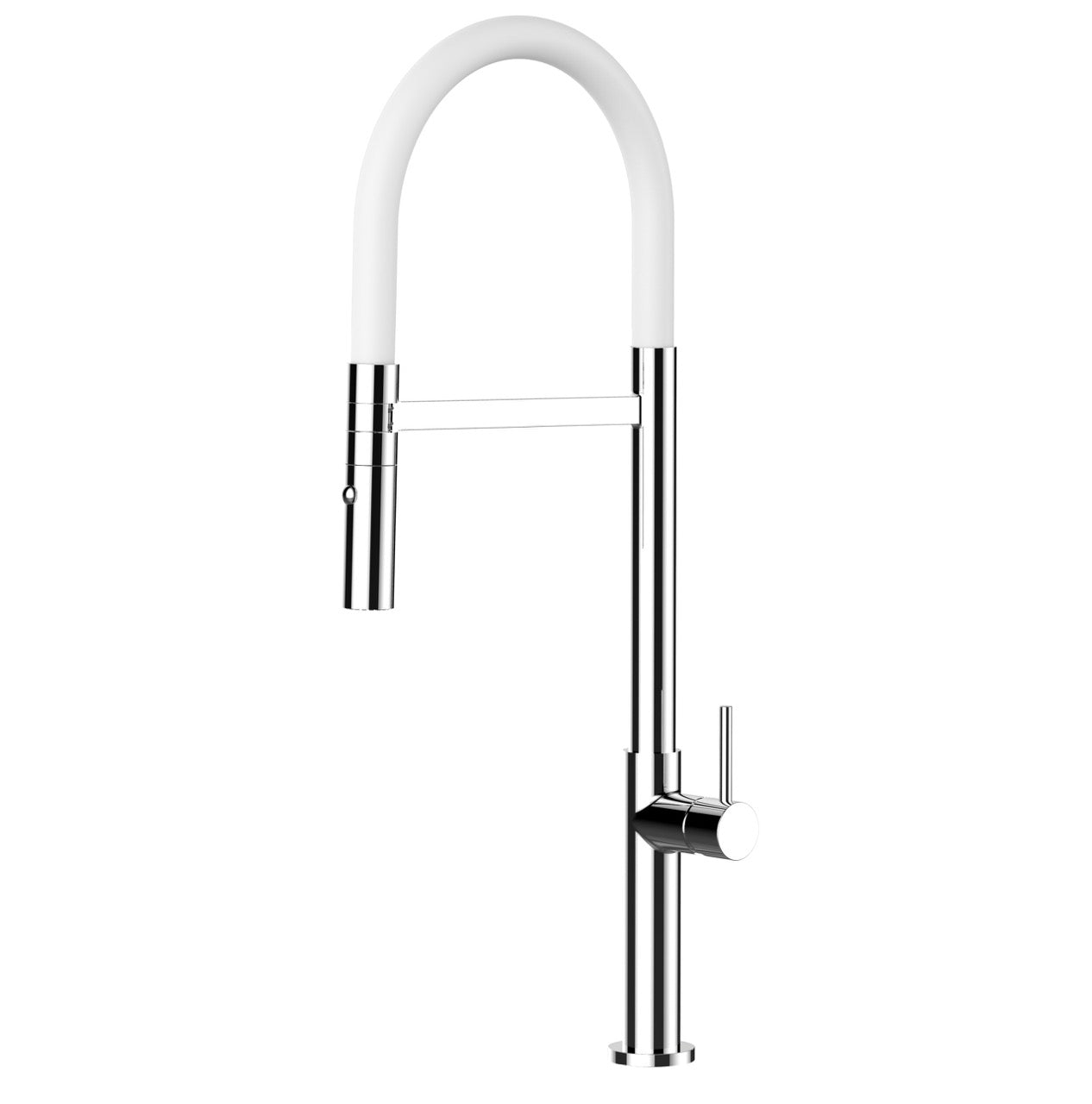Kitchen Tap, Single lever, TC, with 360° swivel spout and 2-jets removable Spray, Chrome / White