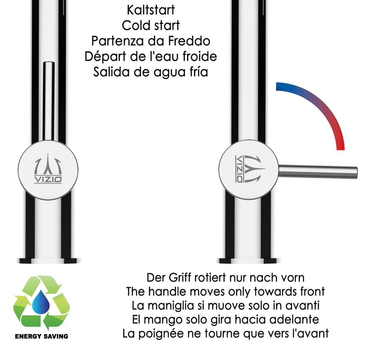 Under Window Kitchen Tap, folding spout to reach 6 cm, handle on LEFT side, with 360° swivel L-Spout, Chrome / White Quartz