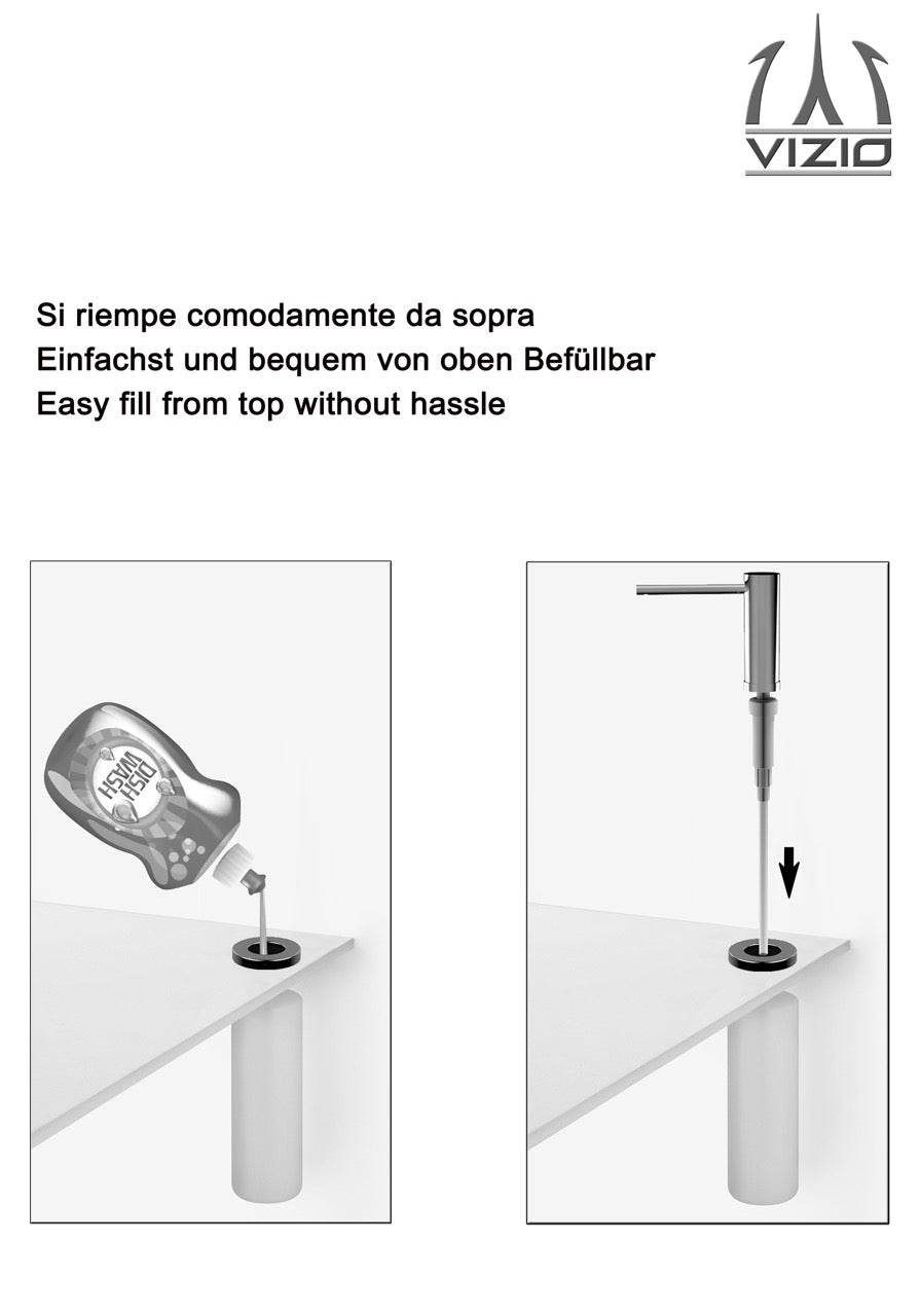 Stainless Steel Soap Dispenser, Brushed Finish, Removable Top for Easy Refill