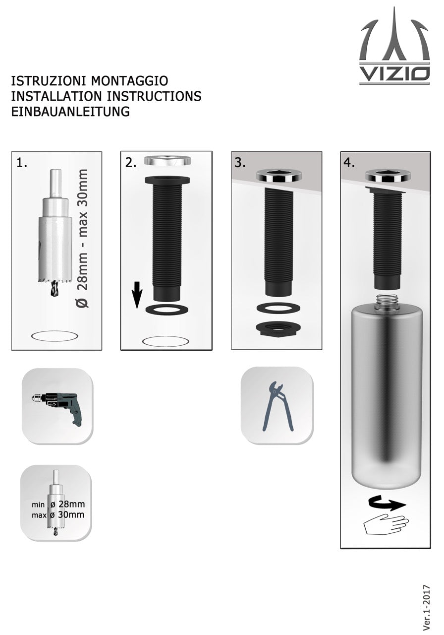 Stainless Steel Soap Dispenser, Brushed Finish, Removable Top for Easy Refill