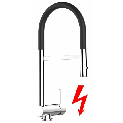 NIEDERDRUCK Unterfenster Küchenarmatur mit abschwenkbarer Auslauf, abnehmbarer 2 strahl Handbrause - Gesamthöhe abgeschwenkt 6cm