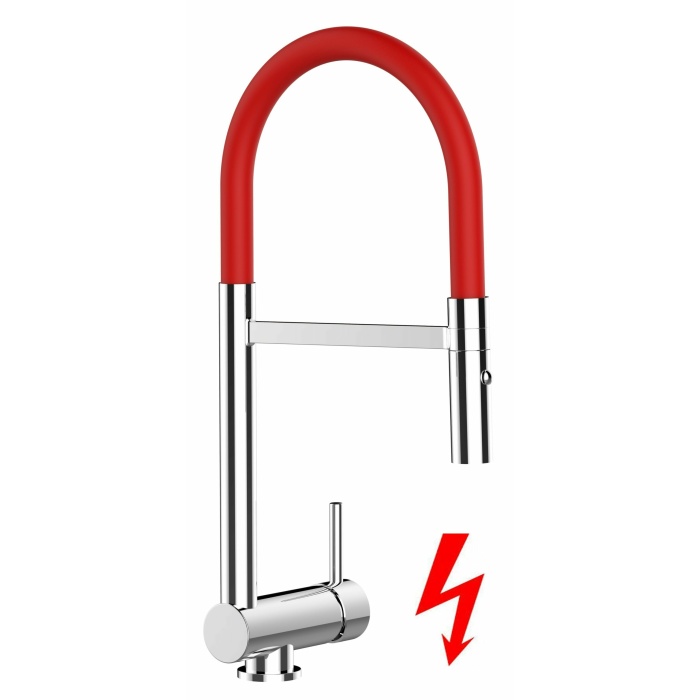 NIEDERDRUCK Unterfenster Küchenarmatur mit abschwenkbarer Auslauf, abnehmbarer 2 strahl Handbrause - Gesamthöhe abgeschwenkt 6cm