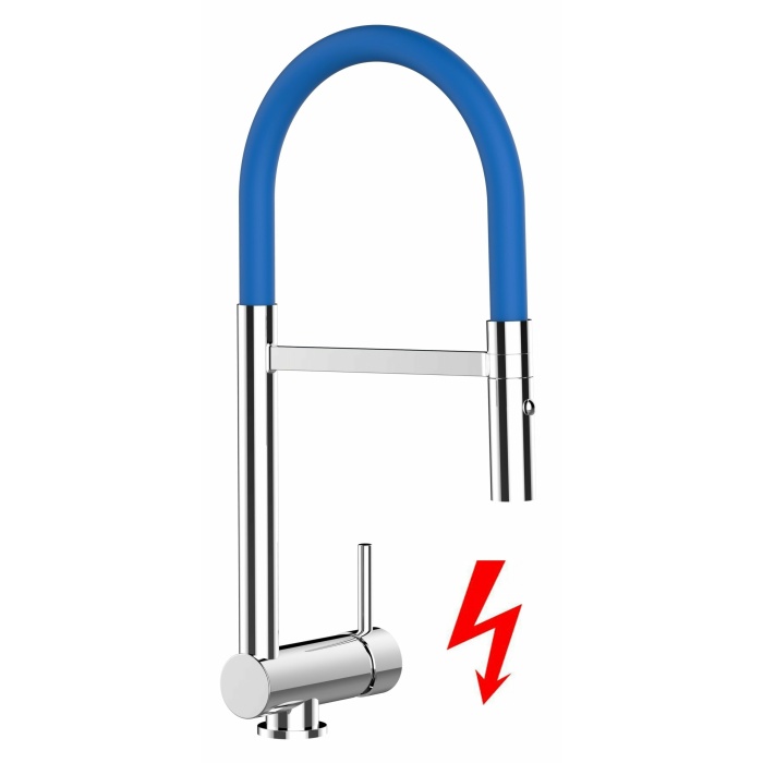 NIEDERDRUCK Unterfenster Küchenarmatur mit abschwenkbarer Auslauf, abnehmbarer 2 strahl Handbrause - Gesamthöhe abgeschwenkt 6cm