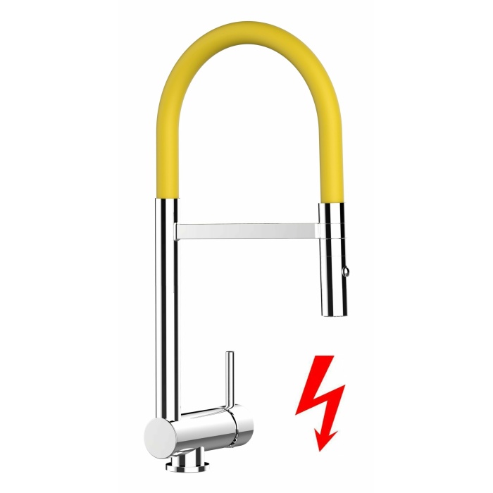 NIEDERDRUCK Unterfenster Küchenarmatur mit abschwenkbarer Auslauf, abnehmbarer 2 strahl Handbrause - Gesamthöhe abgeschwenkt 6cm