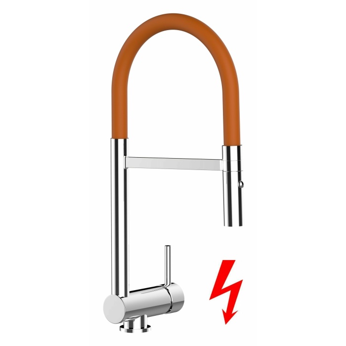 NIEDERDRUCK Unterfenster Küchenarmatur mit abschwenkbarer Auslauf, abnehmbarer 2 strahl Handbrause - Gesamthöhe abgeschwenkt 6cm