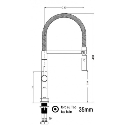 Low-Version 48 cm - Minimalist Design Küchenarmatur mit weiß 360° schwenkbarer Auslauf und abnehmbarer 2 strahl Handbrause