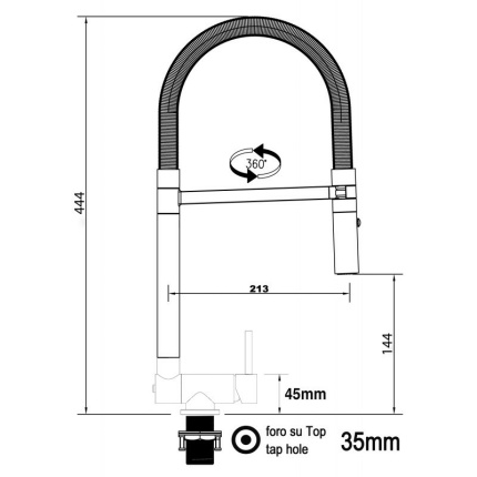 Schwarz matt Unterfenster Küchenarmatur weiß schwenkbarer Auslauf, 2 strahl Handbrause - Gesamthöhe abgeschwenkt 4,5 cm