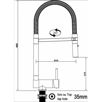 NIEDERDRUCK Chrom und schwarz matt Küchenmischer mit schwenkbarer Auslauf und abnehmbarer 2 strahl Handbrause - Gesamthöhe 6 cm